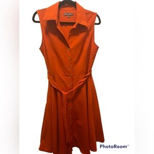Sharagano Sleeveless Bottom Down Orange Swing Dress Size~8